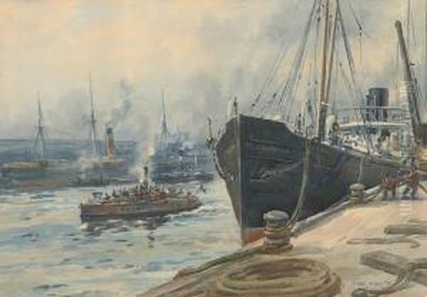 At The Harbour by Frank Watson Wood