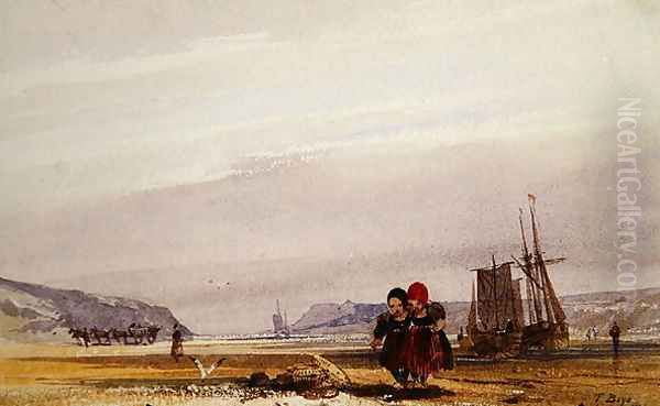 Children on a Beach Oil Painting by Thomas Shotter Boys