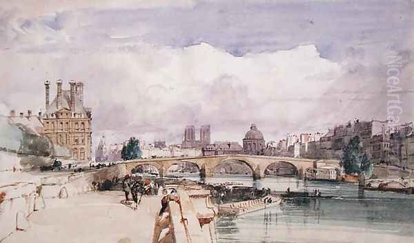 Le Pont Royal, Paris, c.1828 Oil Painting by Thomas Shotter Boys