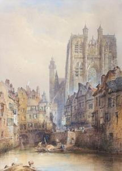 Rouen Cathedral Oil Painting by Lewis John Wood