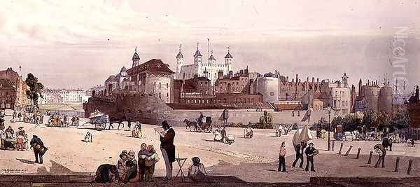 View of the Tower of London and the Royal Mint from Great Tower Hill, 1842 Oil Painting by Thomas Shotter Boys