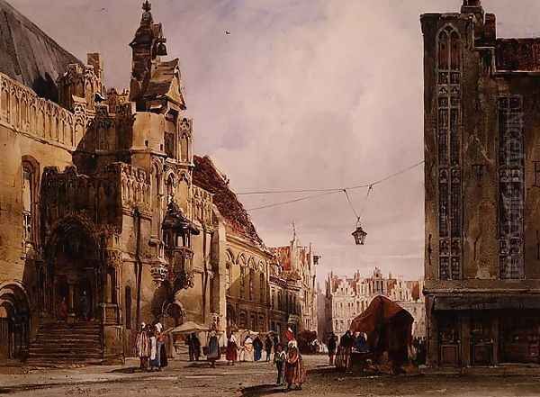 The Hotel de Ville, St. Omer, 1832 Oil Painting by Thomas Shotter Boys