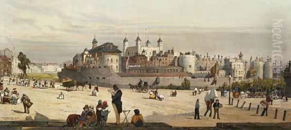 The Tower and Mint, from Great Tower Hill, 1842 Oil Painting by Thomas Shotter Boys