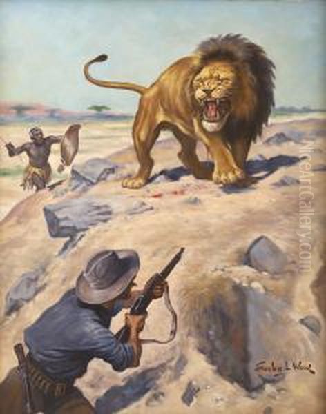 Lion Hunter Oil Painting by Stanley L. Wood