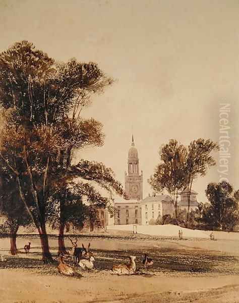 The Church of St Alphage from the Park, Greenwich, 1831 Oil Painting by Thomas Shotter Boys