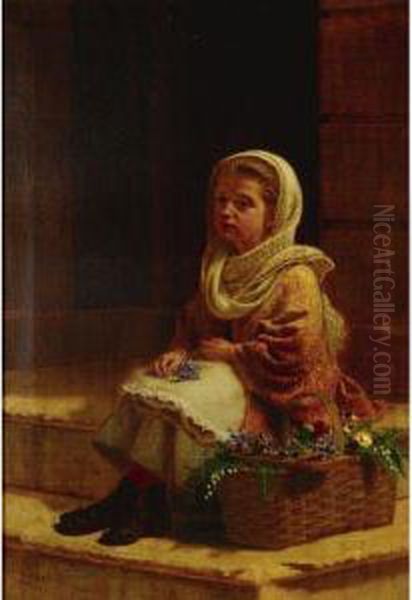 The Flower Girl Oil Painting by Thomas Waterman Wood