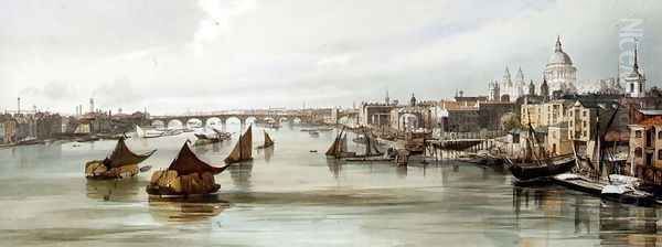 St. Paul's Cathedral and Blackfriars, 1842 Oil Painting by Thomas Shotter Boys