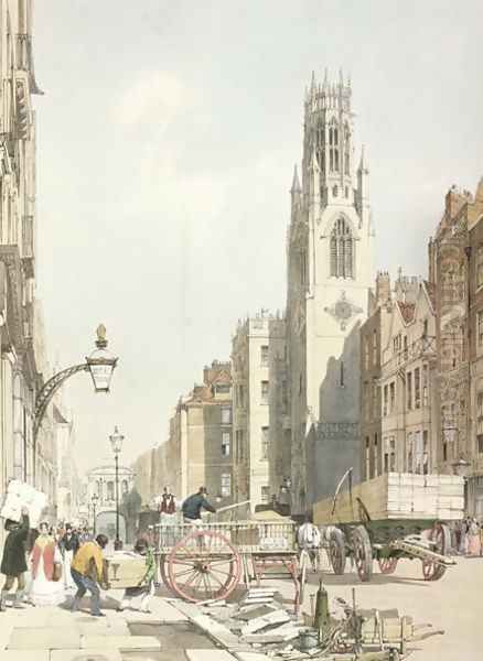 St. Dunstan's, Fleet Street,1842 Oil Painting by Thomas Shotter Boys