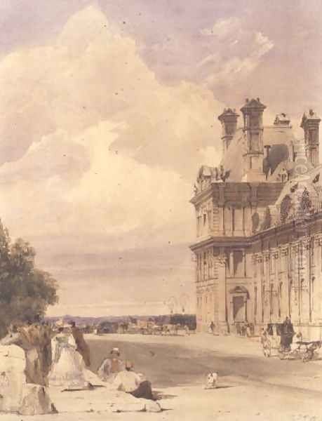 View near the Pont Royal, with the Pavillon de Flore, Tuileries Oil Painting by Thomas Shotter Boys