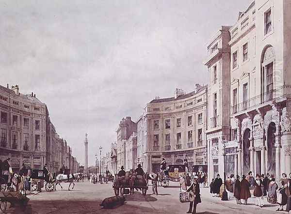 View of Regent Steet, looking towards the Duke of York's column, 1842 Oil Painting by Thomas Shotter Boys