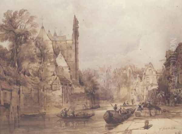 Rue du Rivage, Abbeville Oil Painting by Thomas Shotter Boys