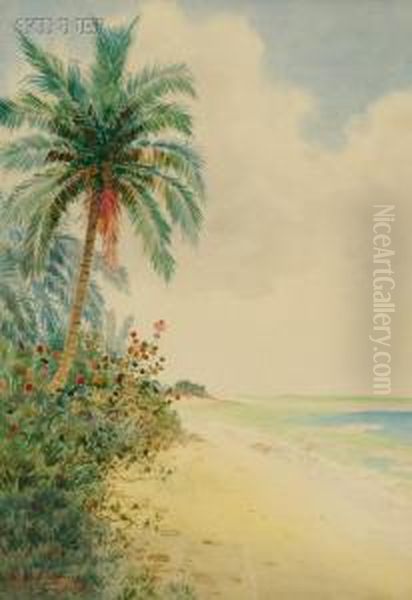 Bermuda Beach Oil Painting by Hartwell Leon Woodcock