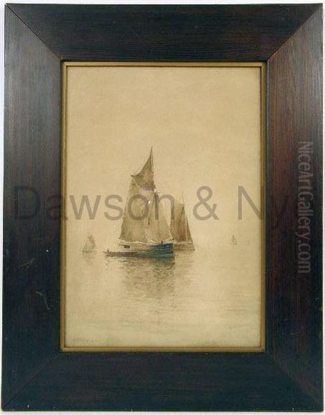 A Watercolor Of Sailboats Oil Painting by Hartwell Leon Woodcock