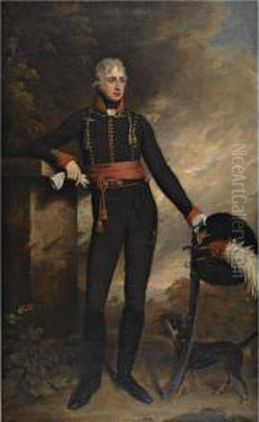 Portrait Of Charles Lord Bruce, Later 1st Marquess Of Ailesbury (1773-1856) Wearing A Uniform Of The Wiltshire Yeomanry Oil Painting by Samuel Woodforde