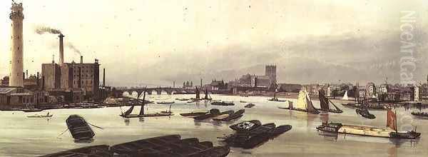 Shot Tower and Westminster, 1842 Oil Painting by Thomas Shotter Boys