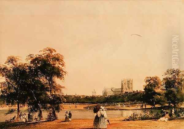 Westminster from St James Park (2) Oil Painting by Thomas Shotter Boys