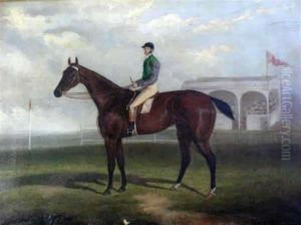 Galloping Billy & Jockey At Flemington Racecourse Oil Painting by Frederick, Woodhouse Snr.