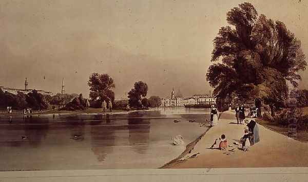 View of Horse Guards from St. James's Park, Whitehall, 1842 Oil Painting by Thomas Shotter Boys