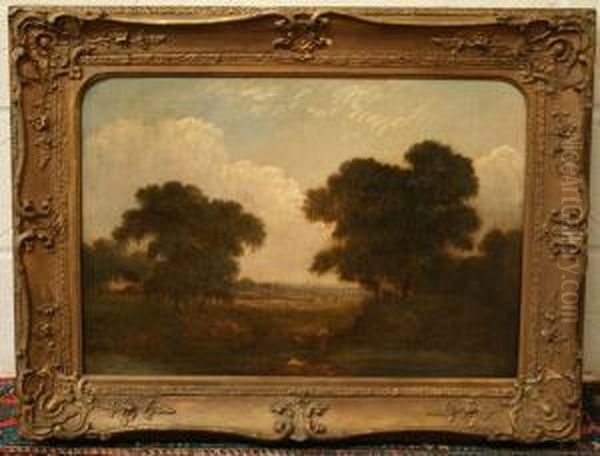 Extensive Rural Views With Figures And Animals Oil Painting by Robert, Reverend Woodley-Brown