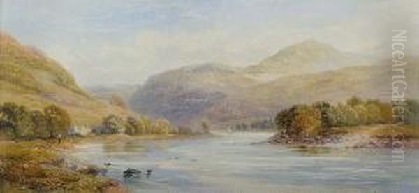 View Of A Meandering River Oil Painting by Charles Horwell Woodman