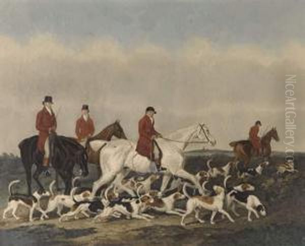 The Earl Of Derby's Stag Hounds Oil Painting by Richard Woodman