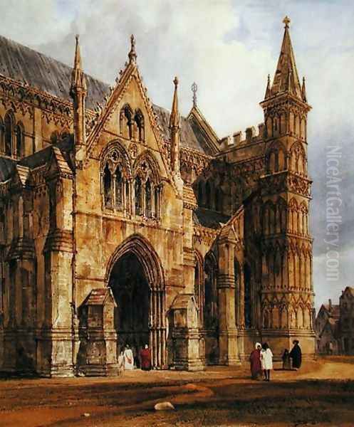 The North-West Porch of Salisbury Cathedral, 1832 Oil Painting by Thomas Shotter Boys