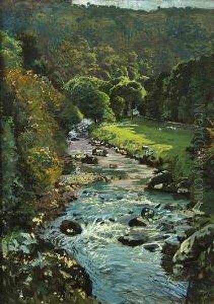 Ribble Valley, Lancashire Oil Painting by Albert Woods