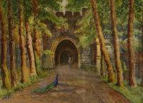 Whalley Abbey Oil Painting by Albert Woods