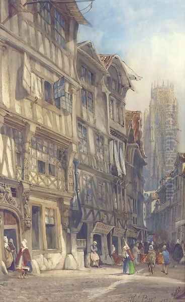 View of Rouen Cathedral Oil Painting by Thomas Shotter Boys