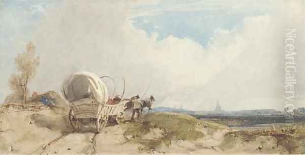 Landscape with a wagon Oil Painting by Thomas Shotter Boys