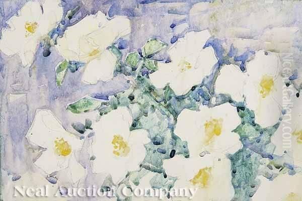 White Roses Oil Painting by Ellsworth Woodward