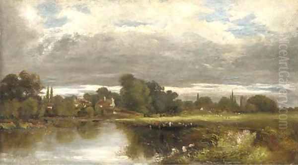 View towards Hampton Court from the Moseley Oil Painting by Thomas Shotter Boys