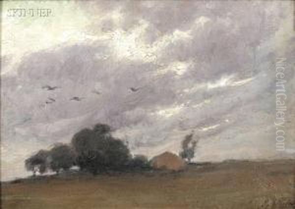 Storm Scene Oil Painting by Mabel May Woodward