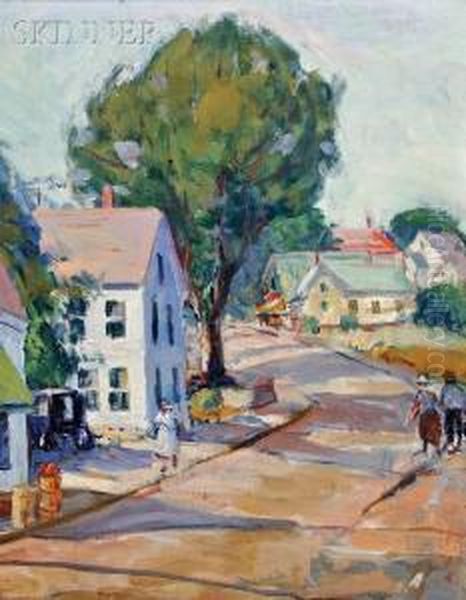 Village Street In Summer Oil Painting by Mabel May Woodward