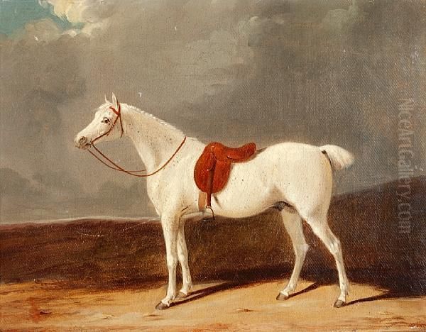 Grey Hunter In A Landscape Oil Painting by Thomas Woodward