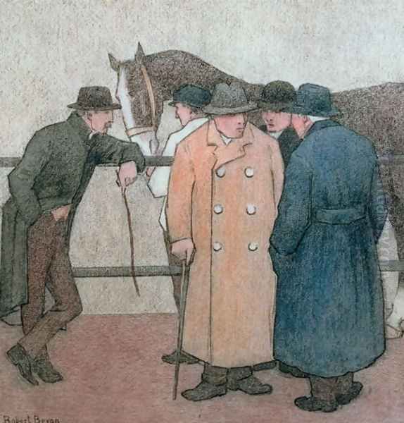 The Horse Dealers Oil Painting by Robert Polhill Bevan