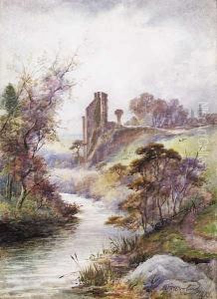 Bosslyn Castle, Looking West Oil Painting by William Woolard