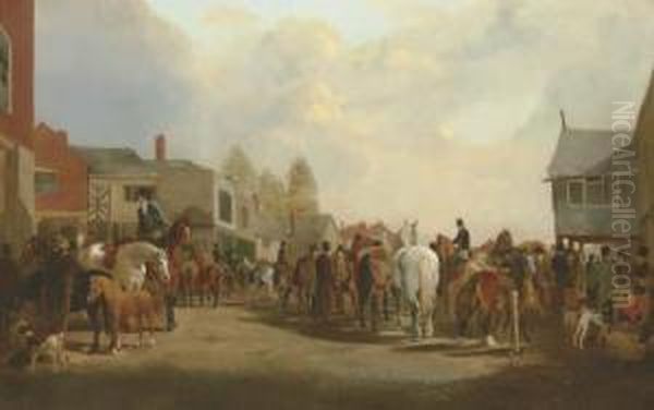 The Horsemarket At Ashby-de-la-zouch Oil Painting by Henry Woollett