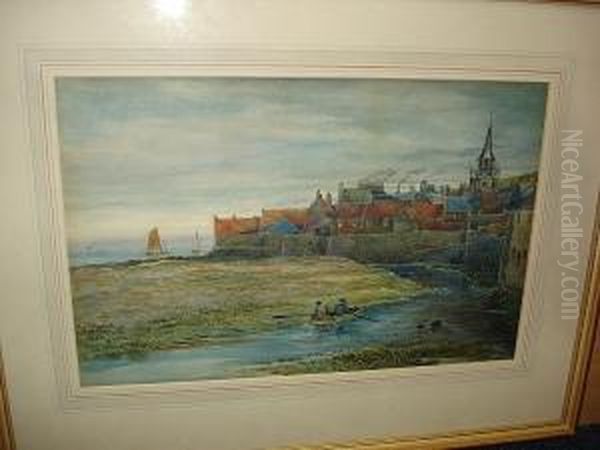 Old Stonehaven Oil Painting by Alfred Woolnoth