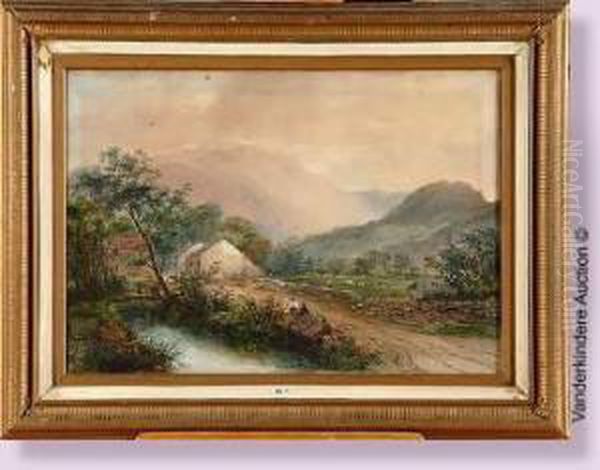 Paysage Anime En Ecosse Oil Painting by Charles Nicholls Woolnoth