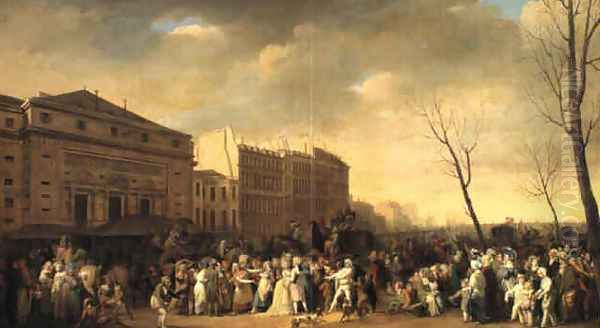 A carnival on the Boulevard du Crime 1832 Oil Painting by Louis Leopold Boilly