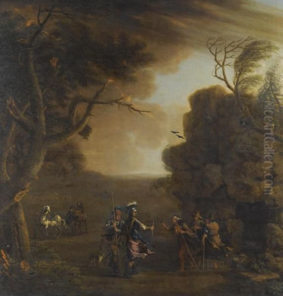 Macbeth And Banquo With The Three Witches Oil Painting by John Wootton