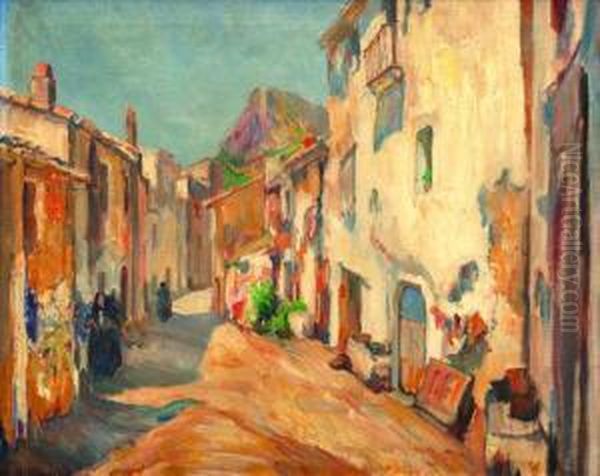 Calle Del Pueblo Espanol Oil Painting by Albert Worcester