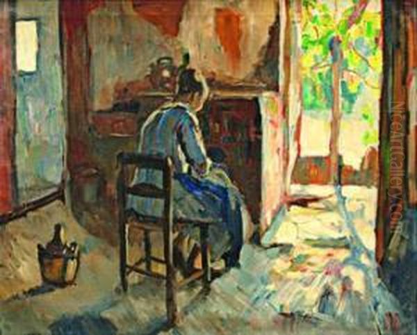 Mujer Cosiendo Oil Painting by Albert Worcester