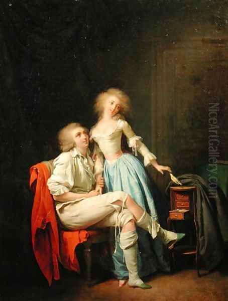 Couple with an Escaped Bird Oil Painting by Louis Leopold Boilly