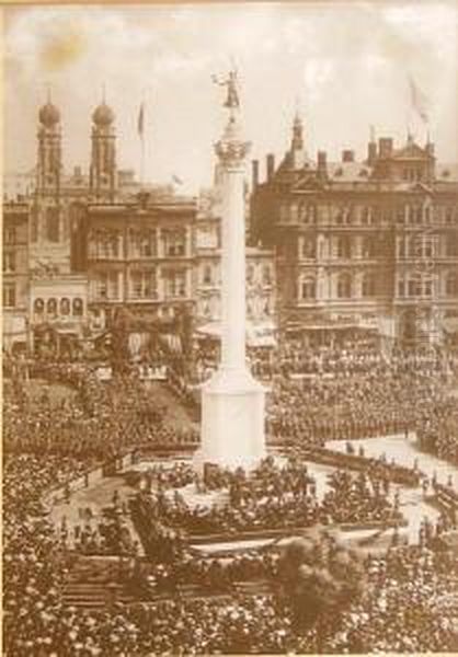 Dedication Of Monument In Union Square, San Francisco Oil Painting by Willard E. Worden