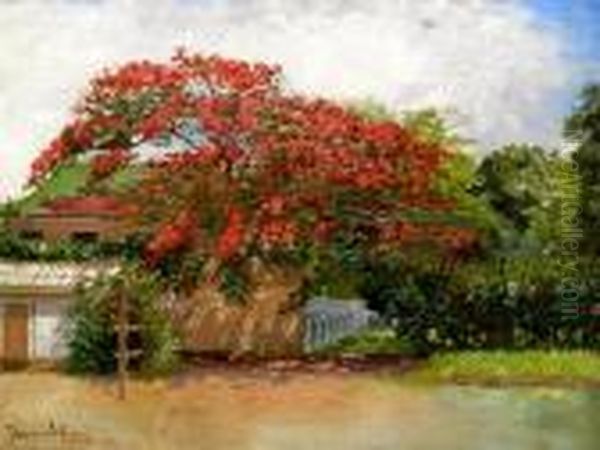 Hawaiian Home Oil Painting by Theodore Wores