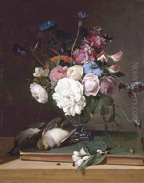 Still-Life of Flowers in a Glass Vase 1790-95 Oil Painting by Louis Leopold Boilly