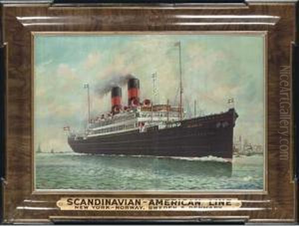 Scandinavian-american Line Frederik Viii Oil Painting by Ferdinand Worms