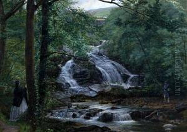 Mill Stream At Trefrew Oil Painting by Joseph Edward Worrall